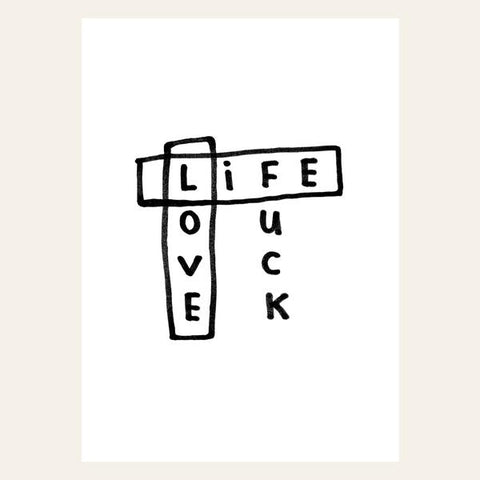 Postkarte 'Life Love Fuck' Herr und Frau Rio