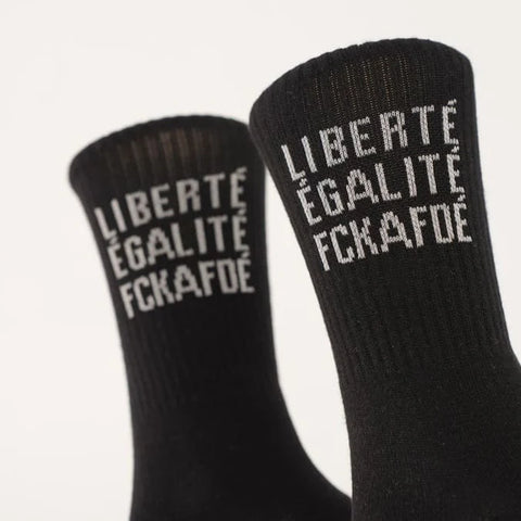 Tennissocken 'Liberté Egalité FCKAFD' – schwarz Arrel