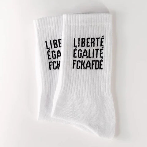 Tennissocken 'Liberté Egalité FCKAFD' – weiß Arrel