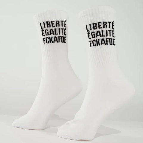 Tennissocken 'Liberté Egalité FCKAFD' – weiß Arrel