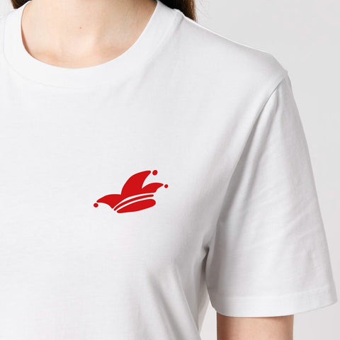 T-Shirt 'I Garde Feeling' – weiß/rot pinke distel