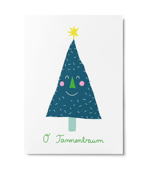Postkarte 'O Tannenbaum' – Tannenbaum mit Gesicht Unter Pinien