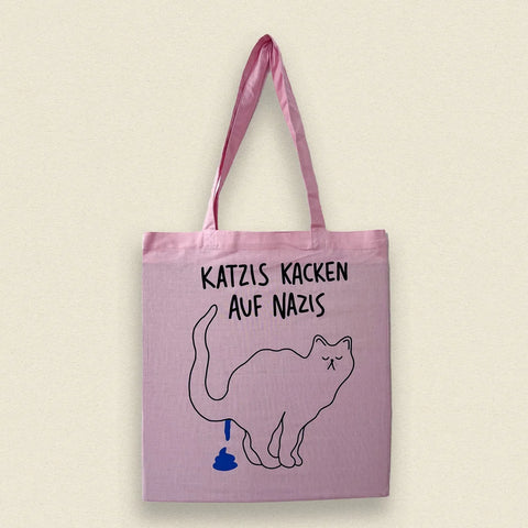 Jutebeutel 'Katzis kacken auf Nazis' - rosa Jenne Graßmann