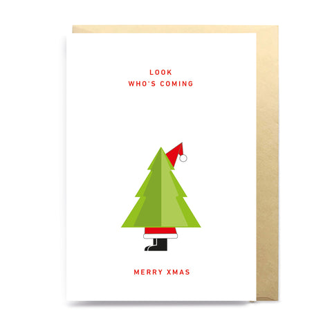 Klappkarte 3D 'Look who's coming - Merry Xmas' – Weihnachtsbaum und Tannenbaum not the girl who misses much