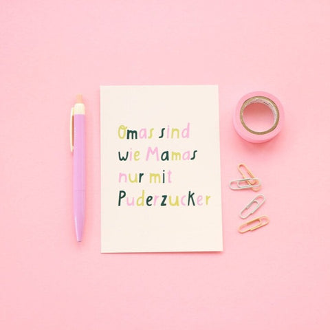 Postkarte 'Omas sind wie Mamas nur mit Puderzucker' Notietzblock