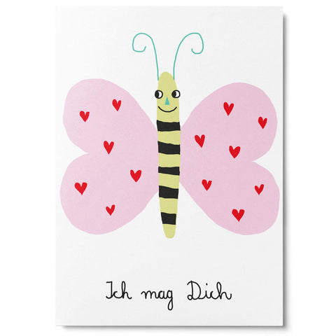Postkarte 'Ich mag dich' – Schmetterling Unter Pinien