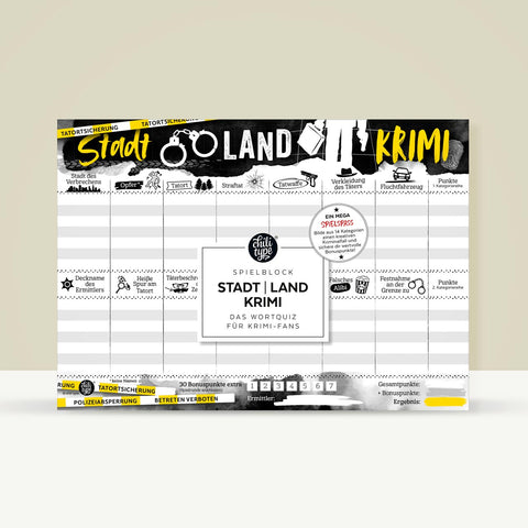 Spielblock 'Stadt Land Krimi' Chili Type