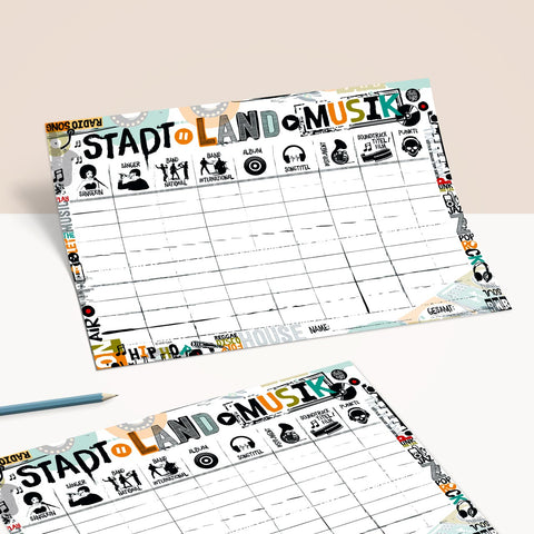 Spielblock 'Stadt Land Musik' Chili Type