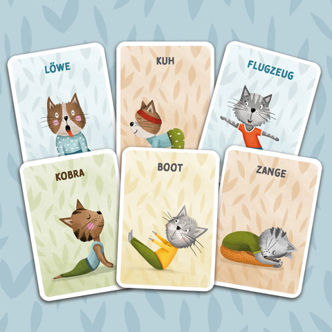 Aktivitätskarten für Kinder 'Katzen Yoga' Rüsselfuchs