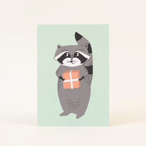 Postkarte 'Waschbär Geschenk'