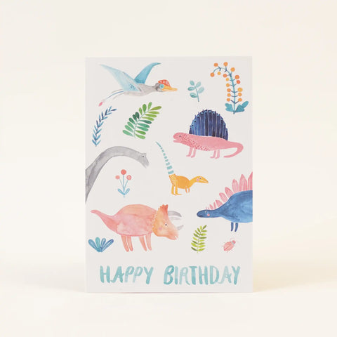 Postkarte Geburtstag 'Happy birthday' – Dinos Frau Ottilie