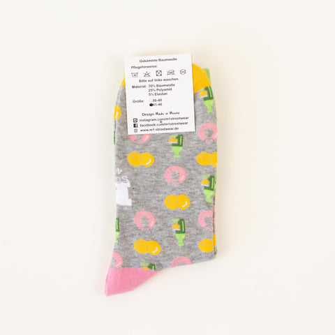 Socken 'Weck, Worscht & Woi' – grau / bunt M1 Streetwear
