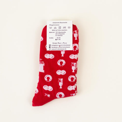 Socken 'Weck, Worscht & Woi' – rot M1 Streetwear