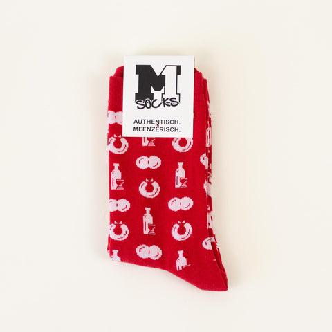 Socken 'Weck, Worscht & Woi' – rot M1 Streetwear