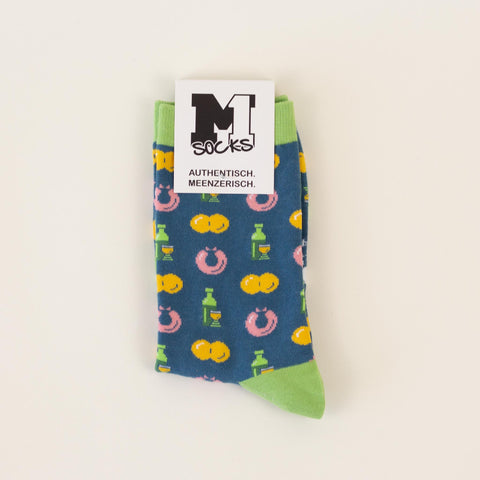 Socken 'Weck Worscht Woi' / Türkis Bunt / M1 Streetwear / Mainz / LIEBS.CO