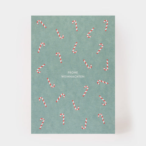Postkarte 'Frohe Weihnachten' – Zuckerstangen kartenmarie