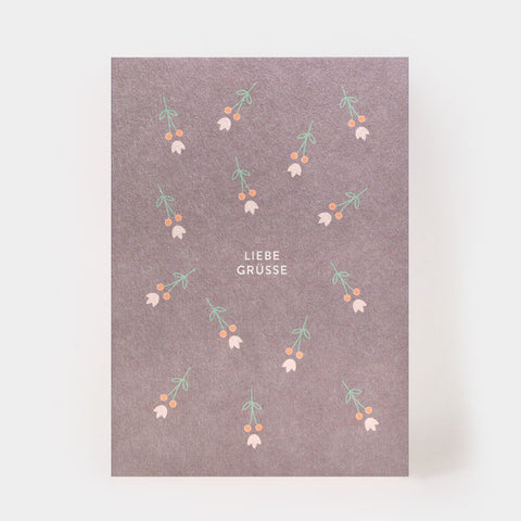 Postkarte 'Liebe Grüsse' – Blumen