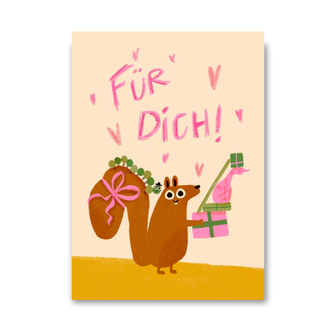 Postkarte 'Für dich!' – Eichhörnchen Slinga