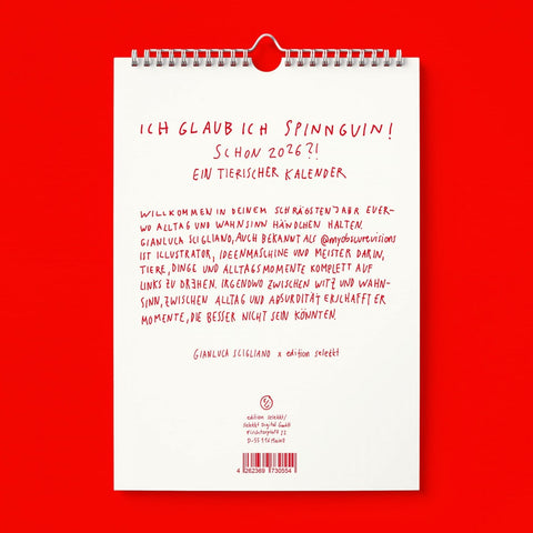 Kalender 'Ich glaub ich Spinnguin! Schon 2026' edition selekkt
