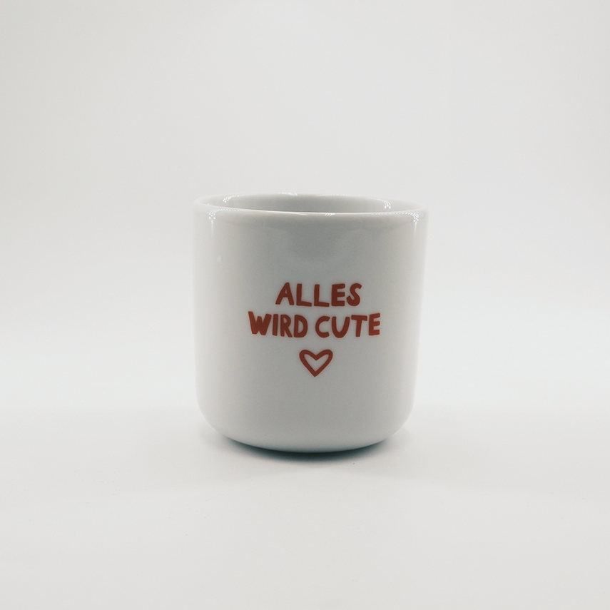 Porzellanbecher 'Alles wird cute' pinke distel