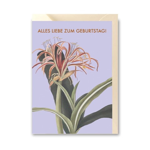 Klappkarte 'Alles Liebe zum Geburtstag!' – Blume/lila Hintergrund Erden Projekt