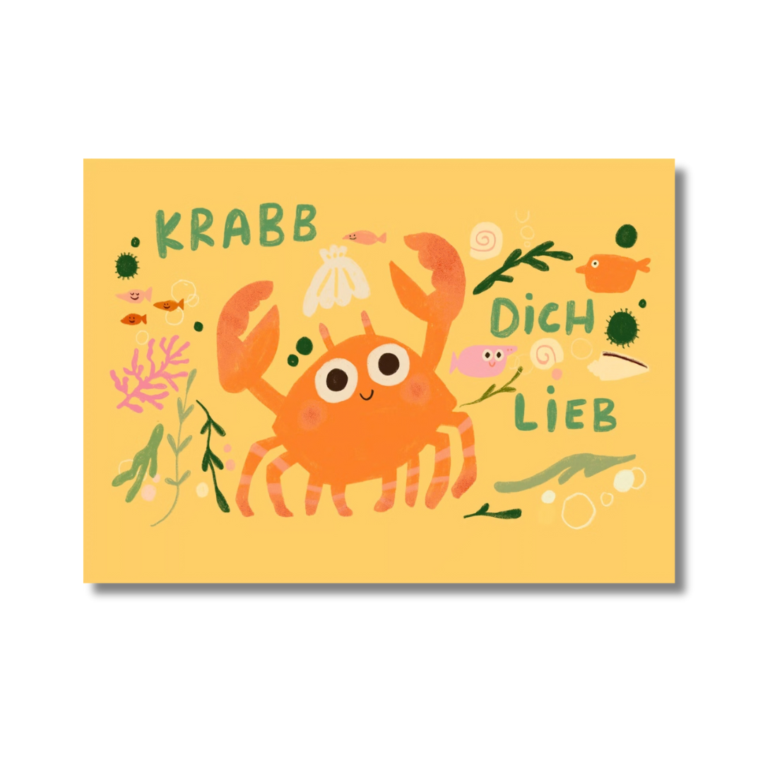 Postkarte 'Krabb dich lieb' – Krabbe Slinga
