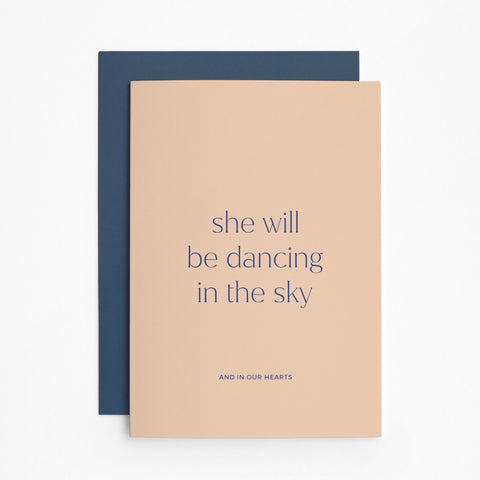 Trauerkarte 'She will be dancing in the sky'