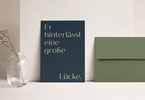 Trauerkarte 'Er hinterlässt eine große Lücke' LIEBS.CO