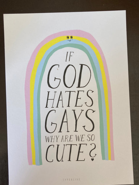 Postkarte 'If God hates Gays – Why are we so cute?'