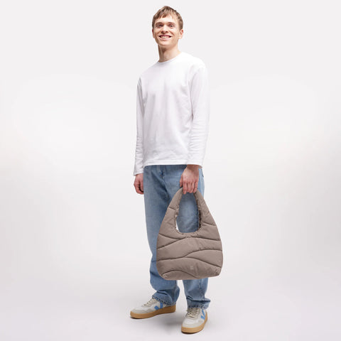 Wavy Puffer Shoulder Bag 'Oyster' – Monochrome Edition GOT BAG