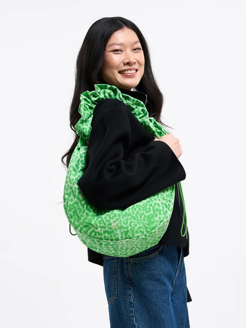 Moon Bag Ruffle 'Cat Shark Leaf Sheep' – Monochrome Edition