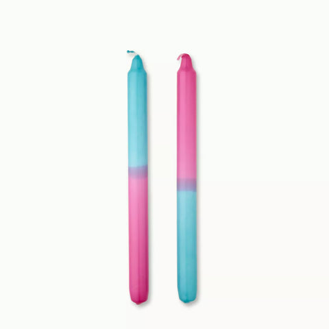 Dip Dye Kerze 'Petrol' – blau/pink