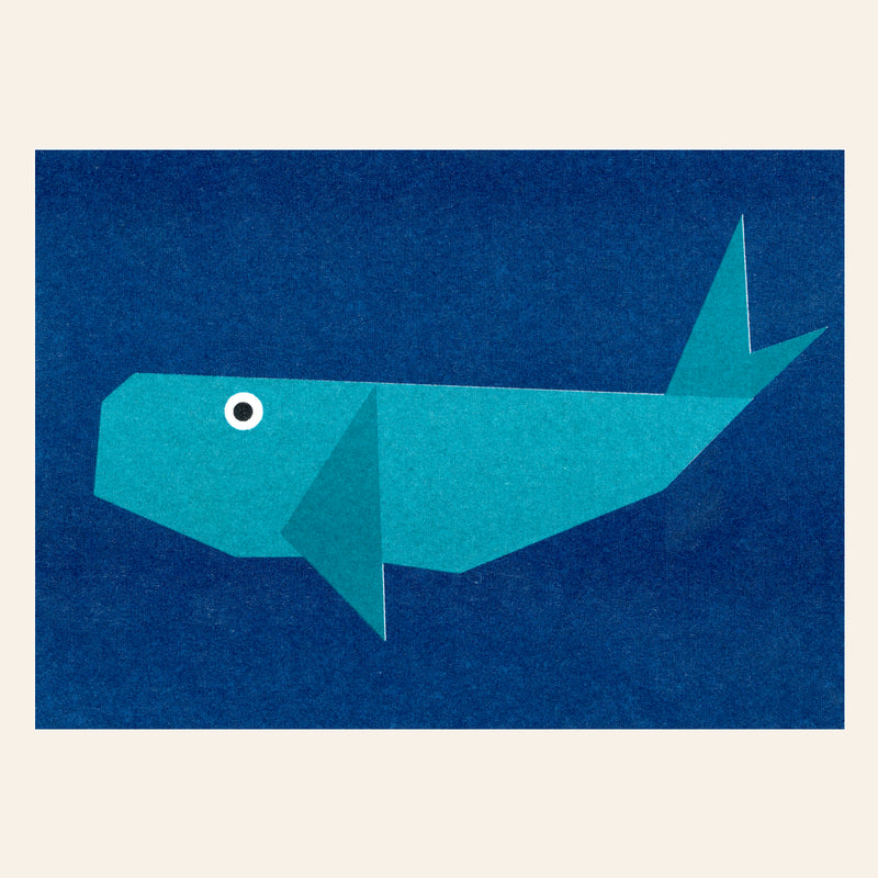 Postkarte 'Wal' – Origami Herr und Frau Rio