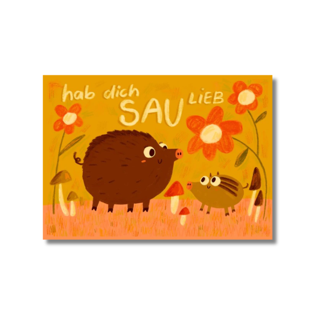 Postkarte 'Ich hab dich sau lieb' Slinga