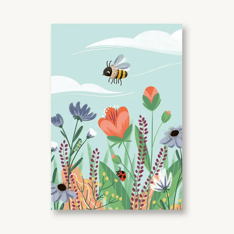 Postkarte 'Sommerwiese' – Biene 54 illustration