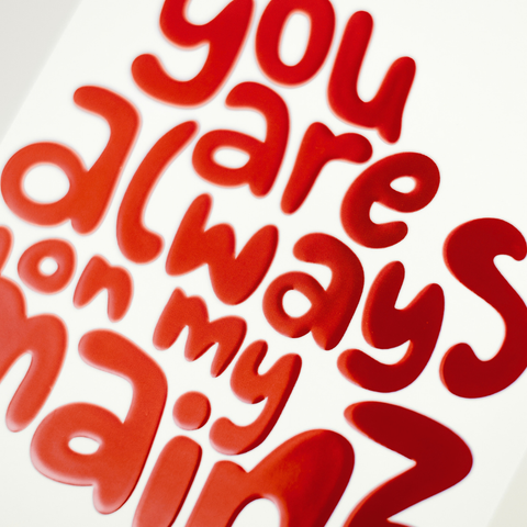 Postkarte 'You are always on my Mainz' – rot LIEBS.CO