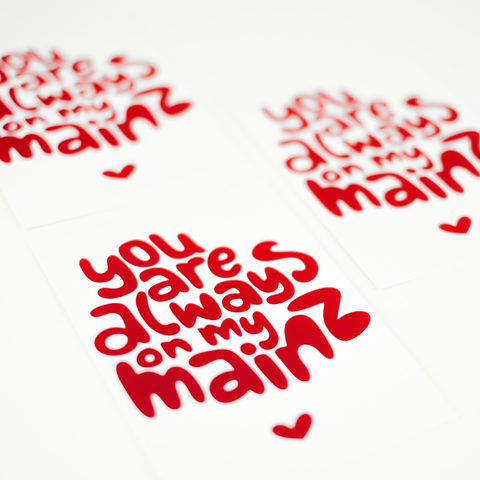 Postkarte 'You are always on my Mainz' – rot LIEBS.CO