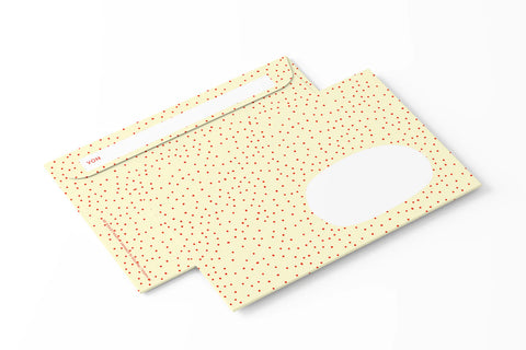 Briefumschlag 'Rote Punkte auf creme' Hafen