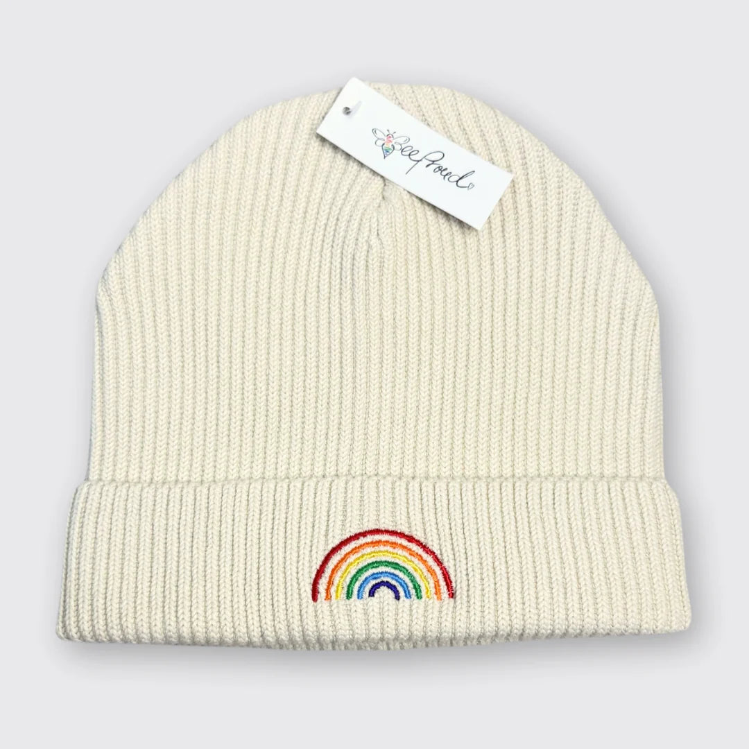 Beanie 'Regenbogen' – natur Bee Proud