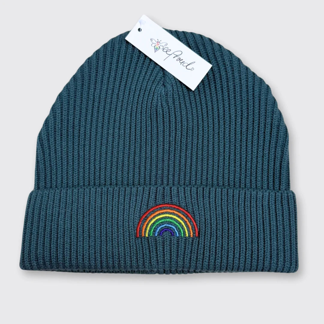 Beanie 'Regenbogen' – petrolgrün Bee Proud