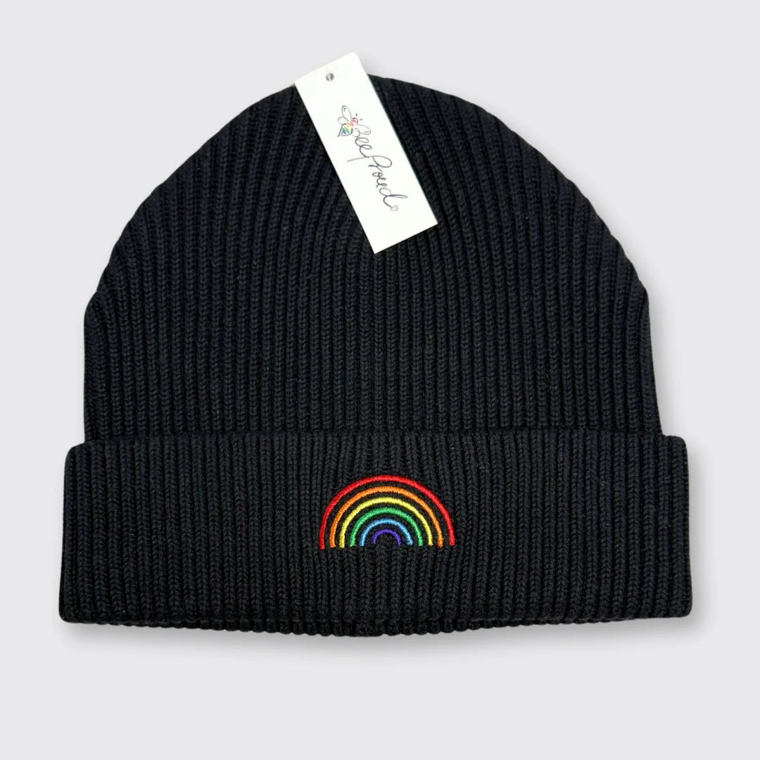 Beanie 'Regenbogen' – schwarz Bee Proud