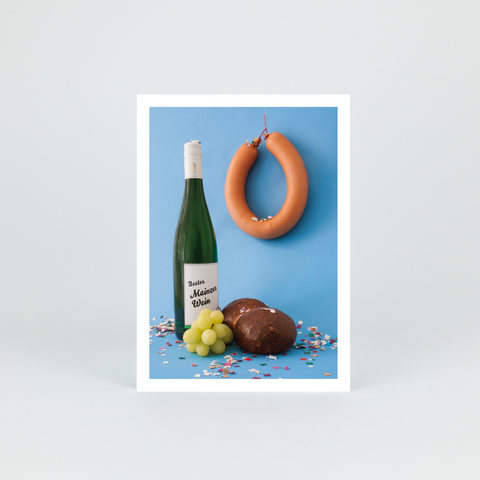 Postkarte 'Bester Mainzer Wein – Weck Worscht und Helau' LIEBS.CO