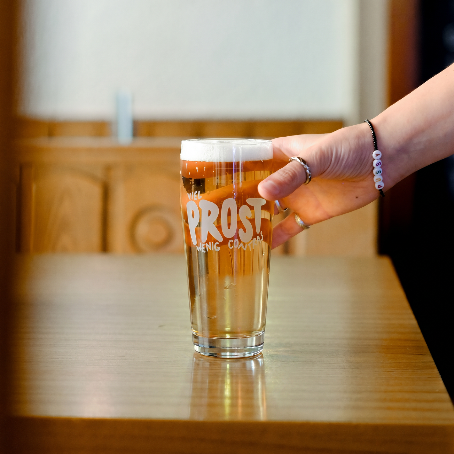 Bierglas 'Viel Prost wenig Contras'