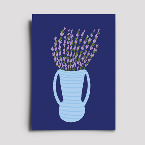 Postkarte 'Blumenvase' – Blau