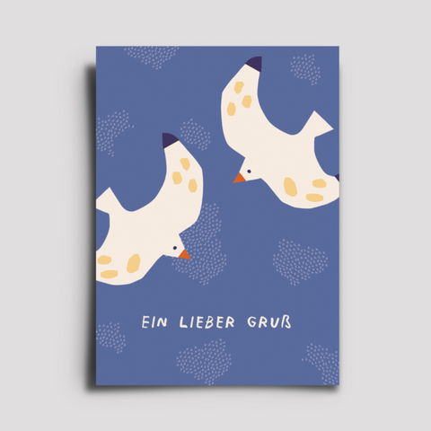 Postkarte 'Ein Lieber Gruß' – Möwen