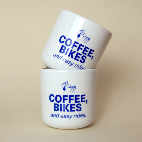 Porzellanbecher 'Coffee, Bikes & Easy Rides'