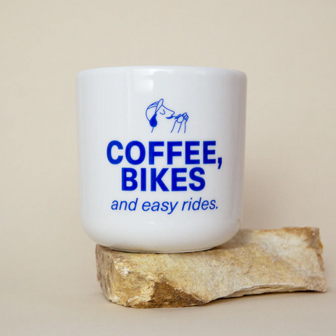 Porzellanbecher 'Coffee, Bikes & Easy Rides'