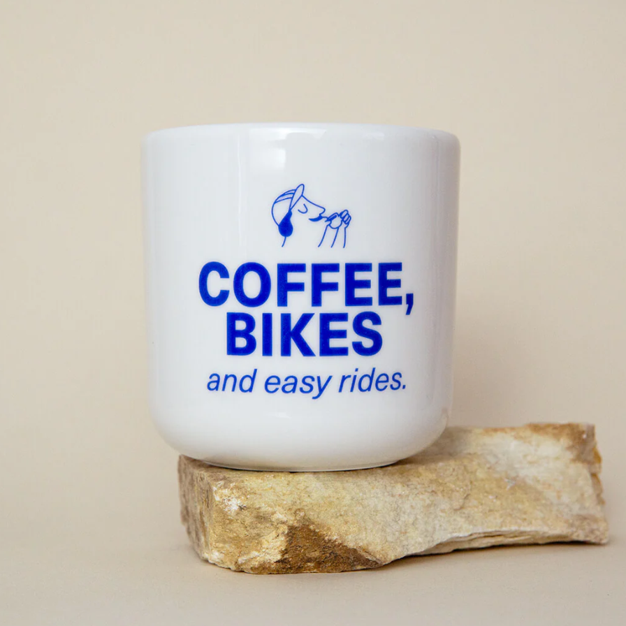 Porzellanbecher 'Coffee, Bikes & Easy Rides' Viel Spass Studio