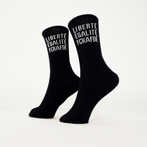 Tennissocken 'Liberté Egalité FCKAFD' – schwarz