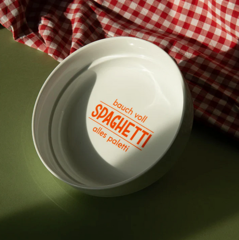 Teller 'Bauch voll Spaghetti, alles paletti'